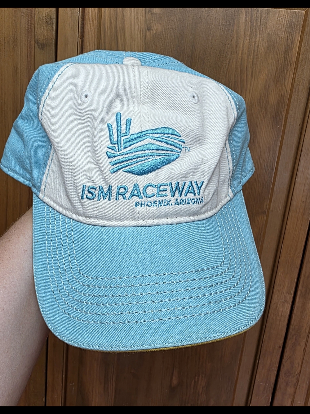 Signed Ryan Blaney NASCAR ISM Raceway Fanatics Ladies Blue Yellow Adjustable Hat